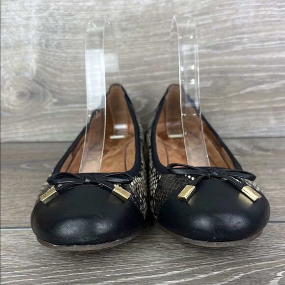 Vionic Minna Boa Women’s Sz 7.5 Black Tan Python Print Slip On Ballet Flats - Picture 2 of 11